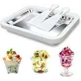 KeyDoors Rolled Ice Cream Maker with 2 Scrapers Food Grade Stainless | Steel rolled ice cream for Frozen Yogurt/Slushie Birthday Gift Homemade DIY for Fun Parent-Child Activities Families (White)