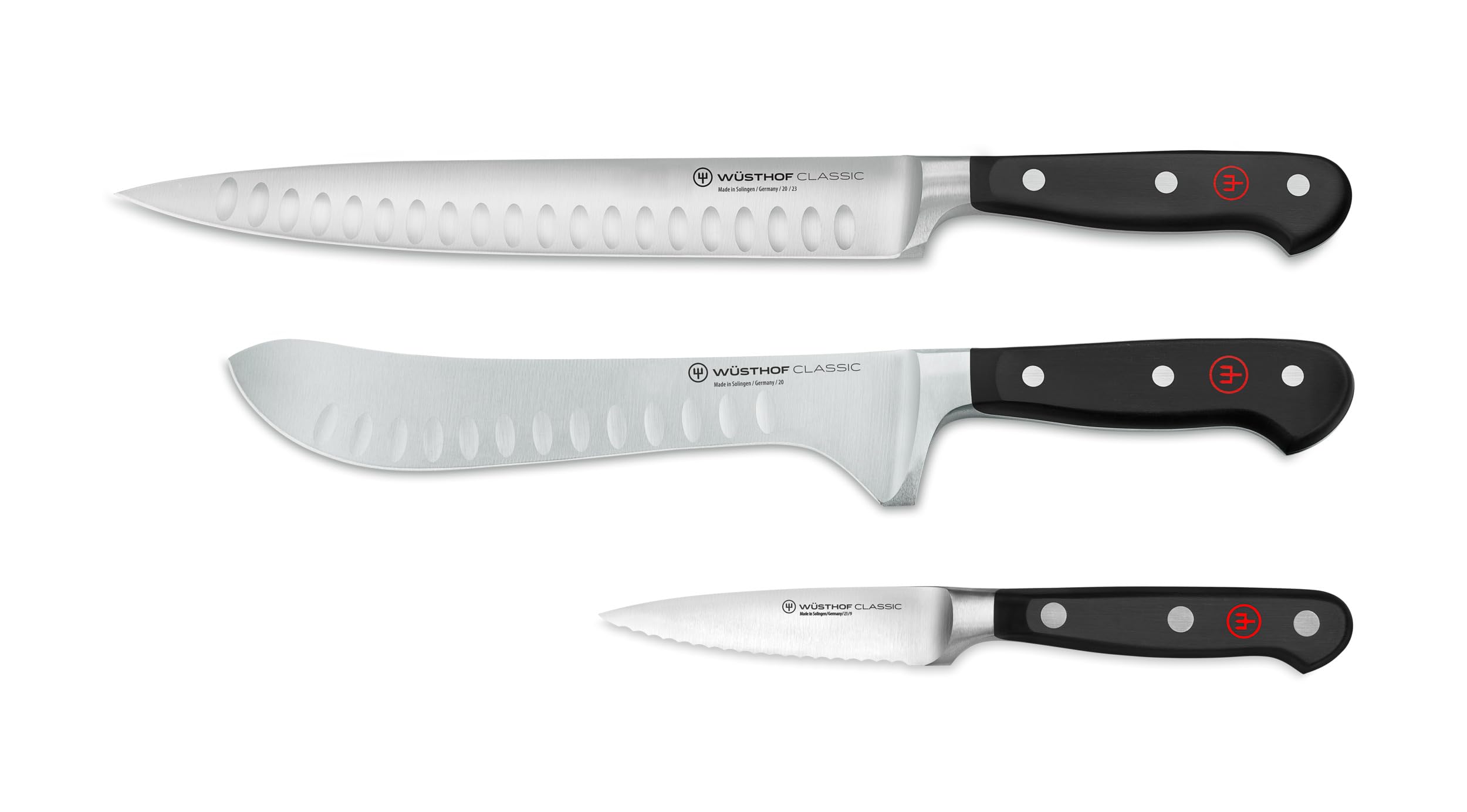 WÜSTHOF Classic 3-Piece BBQ Hollow-Edge Carving Knife Set