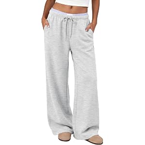 Trendy Queen Womens Wide Leg Sweatpant Cotton Lounge Travel Pants | Fall Fashion Outfits 2026 Winter Baggy Joggers