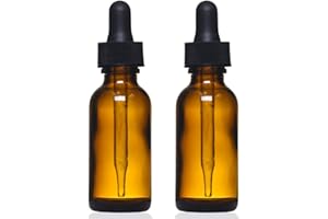 MANUFACTURER DIRECT Amber Glass Bottles with Eye Droppers (1 oz, 2 pk) For Essential Oils, Colognes & Perfumes, Blank Labels Included