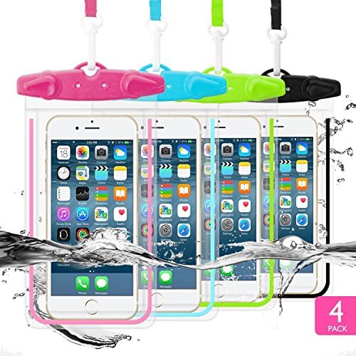 Waterproof Phone Case, CUZMAK 4 Pack Universal Waterproof Pouch Dry Bag with Neck Strap Luminous Ornament for Water Games Protect iPhone 11 XS XR X 8 7 Plus Galaxy S10 9 Edge Note Google Pixel LG HTC