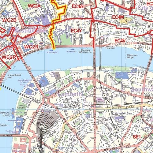 London City Centre Postcode District Wall Map (D12) - 47" x 33.25" Laminated - Image 3
