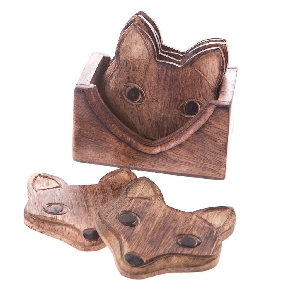 Sass & Belle Wooden Fox Coasters - Set of 6