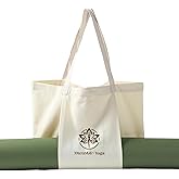 Yagizaai Canvas Tote Bag with Yoga Mat Carrier Pocket Carryall Shoulder Bag for Office, Workout, Pilates, Travel, Beach and Gym