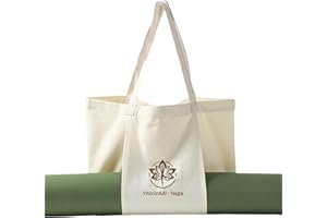 Yagizaai Canvas Tote Bag with Yoga Mat Carrier Pocket Carryall Shoulder Bag for Office, Workout, Pilates, Travel, Beach and Gym