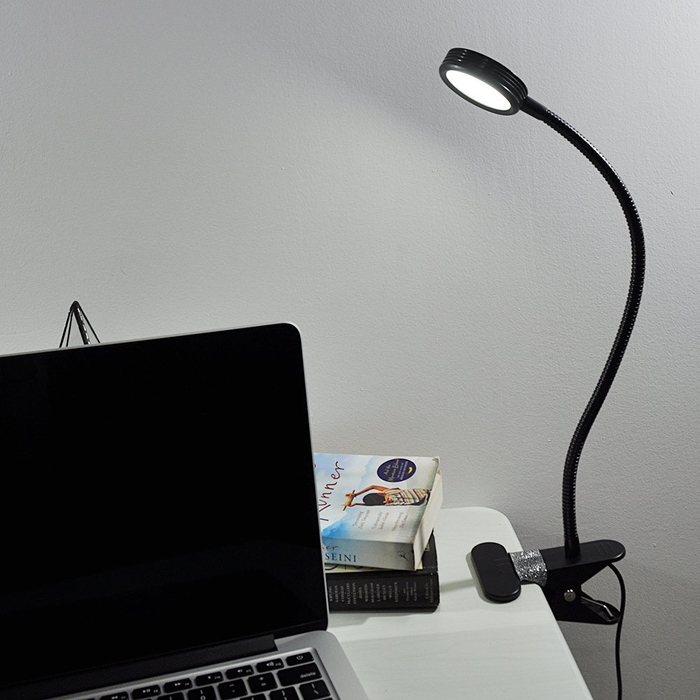 Bedroom Black Dimmable Clamp Lamp for Bed Headboard Adapter Included