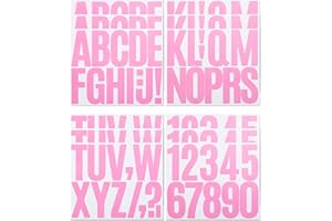 CMBBZZY 3 Inch Letter Stickers, 138 Pieces Self Adhesive Alphabet Number Sticker for Mailbox, House Number and Water Bottle, Waterproof Sticky Vinyl Symbol Stickers for DIY(12 Sheet Pink)