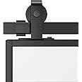 JUBEST 5FT Heavy Duty Black Top Mounted Barn Door Hardware Kit for 30IN Aluminum Framed Glass Door or Wooden Barn Door