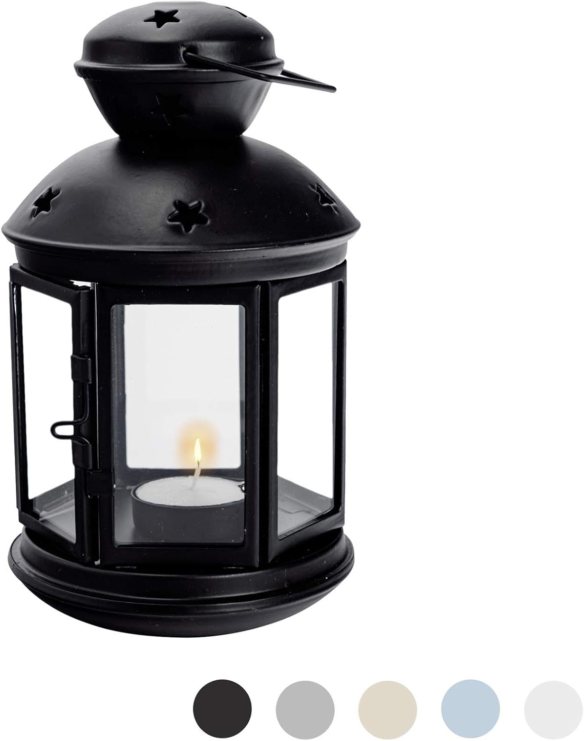 Vintage Laterne Für Teelichter - 20cm Blau Mit Sternendesign