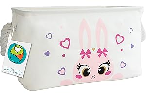 Kazulo Pink Bunny Easter Basket For kids, Rectangle Rabbit Basket, Easter Basket for Girls, Egg Hunt Bag For Boys and Girls,, Kids Easter Basket, Bunny Basket (Pink Bunny)