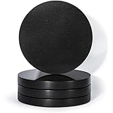 LiWiBet Black Marble Coasters for Drinks Set of 4, Stone Coaster for Men Coffee Table Bar, Office Kitchen &amp; Dining, Home Decor &amp; Protection
