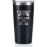 Onebttl Son in Law Gifts Travel Coffee Mug Tumbler, Gifts from Mom/Dad, Parent, Father, Mother for Engagement, Wedding, Marriage, Christmas, Stainless Steel Insulated 20oz/590ml - Favorite Son in Law