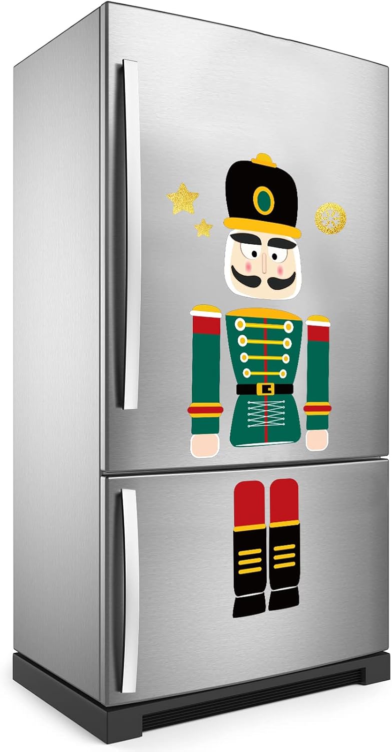 Nutcrackers - 10 Pcs Christmas Nutcracker Refrigerator Magnets Xmas Nutcracker Fridge Magnet Stickers Cute Funny Soldier Nutcracker Sign Christmas Holiday Door Garage Office Cabinets Decoration (Green Red,Lovely)