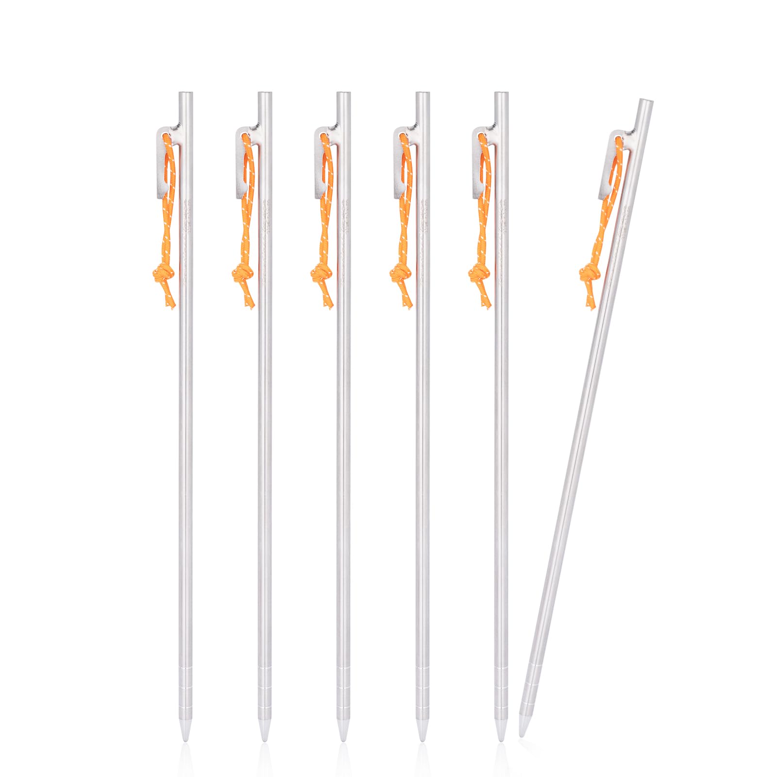 iBasingo 35cm Titanium Alloy Tent Pegs Camp Metal Stakes Pins Outdoor Camping Awning Stakes Heavy Duty Tent Nails Long and Durable for Hard Gound 6 pcs/lot Ti4012P35L