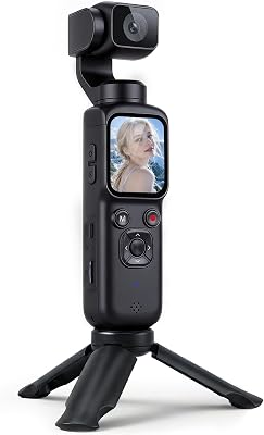 Camera Vlog 4K avec Suivi du Visage, Objectif Rotatif à 180°, Caméra de Corps avec WiFi pour Vélo, Voyage
