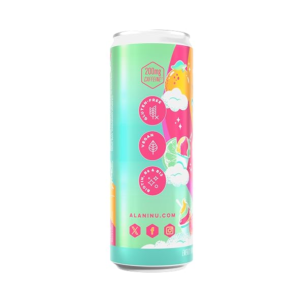 ALANI NU ENERGY DRINK, SHERBET SWIRL, 12 FL OZ, ZERO SUGAR, GLUTEN FREE, VEGAN, B VITAMINS
