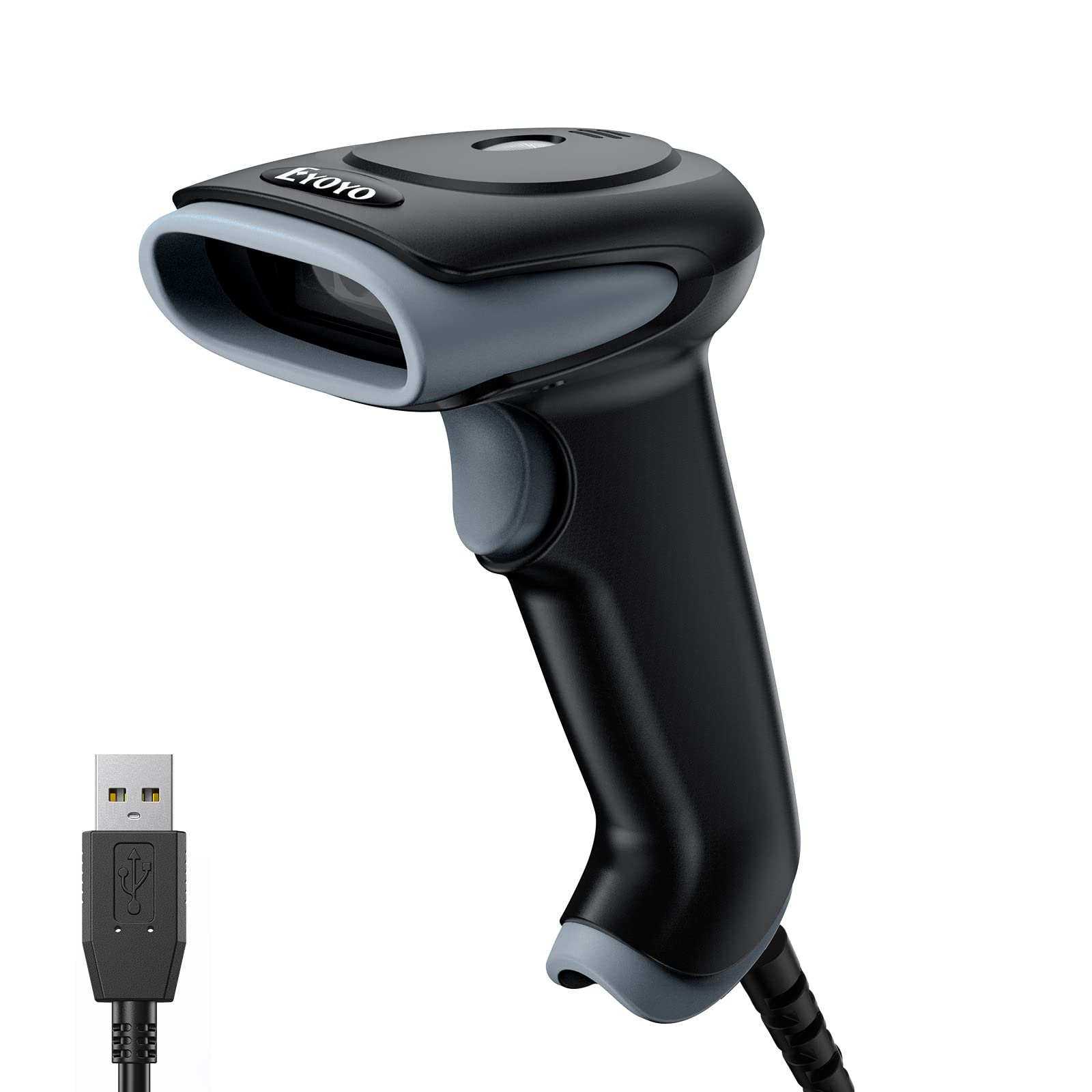 Eyoyo 2D USB Barcode Scanner: Handheld Wired QR Code Scanner for Computer Laptop POS PC, Fast Automatic 1D UPC Screen & Printed Bar Code Reader for Library, Retail Store, Book, Warehouse Inventory