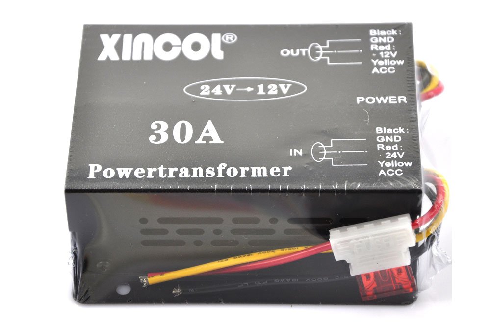 XINCOL 30A 360W DC 24V to DC12V Buck Converter Step-down Transformer with Built-in Fan Full Protections Inside Memory RAM And Inline Fuse