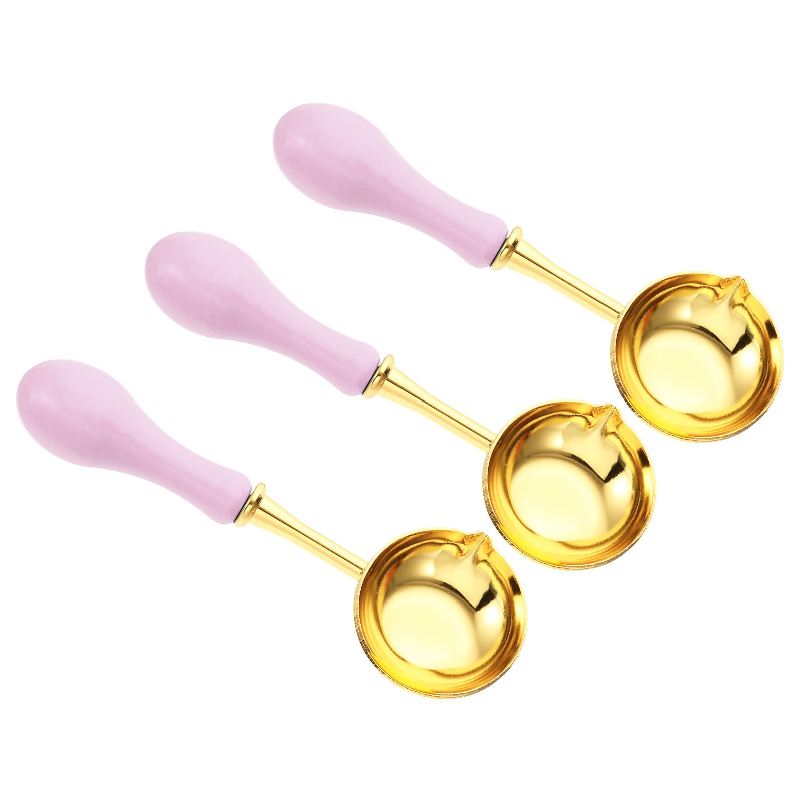 PATIKIL 4" Wax Seal Spoon, 3Pcs Wax Sealing Melting Spoon Brass Vintage Wooden Handle for Wax Seal Stamp Envelope Art Craft, Light Purple/Golden