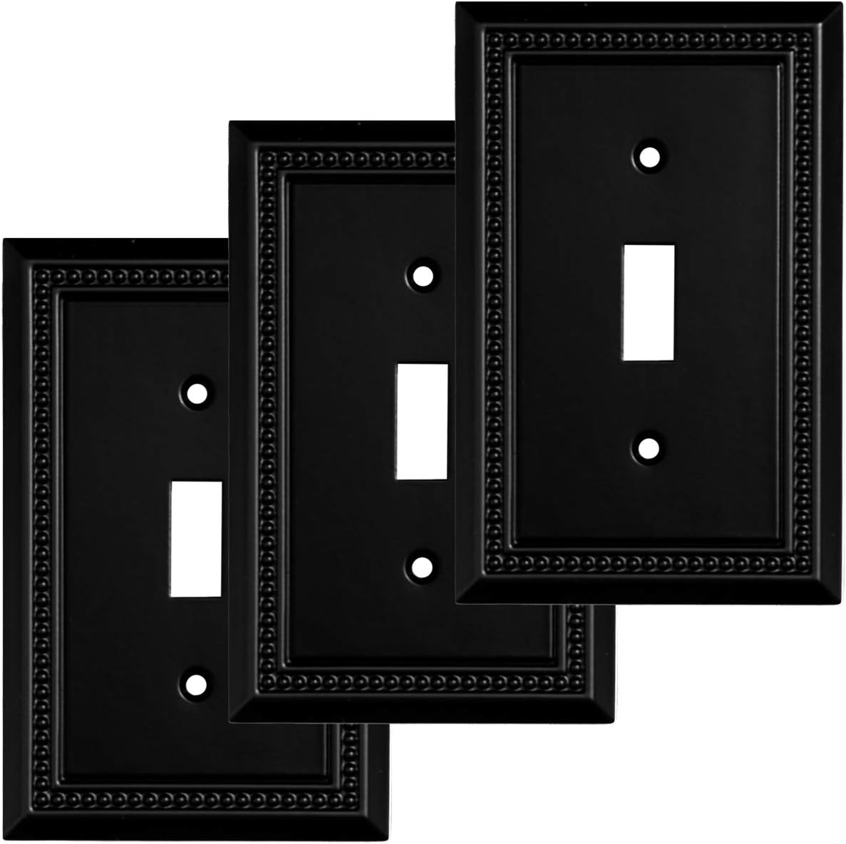 Harmon Designs Sunken Pearls Switch Plate/Wall Plate/Outlet Cover (Single Duplex 2PK, Matte Black) - - 