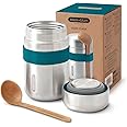 BLACK + BLUM Vacuum Food Flask | Leak Proof Insulated Stainless Steel Lunch Container with Ladle Spoon for Hot and Cold Food | Travel, Office Lunch Box for All Ages | 400 ml/13.5 fl oz, Ocean Blue