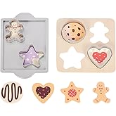 Wooden Gingerbread Cookie Baking Set, Play Food Sets for Toddlers, Play Kitchen Accessories for 3 4 5 Years Old Girls Boys Chrismas Birthday Gifts