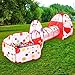 BATTOP Kids Play Tent Tunnel Set 3 in 1 Ball Pit Tent Indoor and Outdoor With Zippered Storage Bag ( Red )