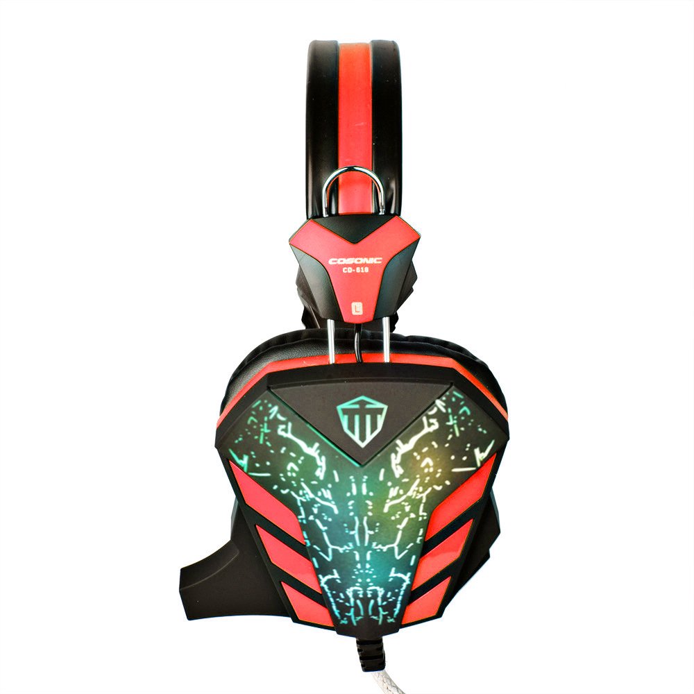 PC Gaming Headset, Topoint Comfortable 3.5mm Stereo Over-ear USB Gaming Headphone with Mic and LED Color Gradient light for Computer/Laptop-Red