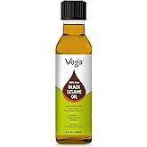 Vegs Black Sesame Oil - 100% Pure Organic Cold-Pressed Extra Black Sesame Seed Oil for Cooking, Skin, Hair, Massage, Dressing - Non-GMO, Vegan, Extra Virgin Raw Sesame Oil - 8.4 oz