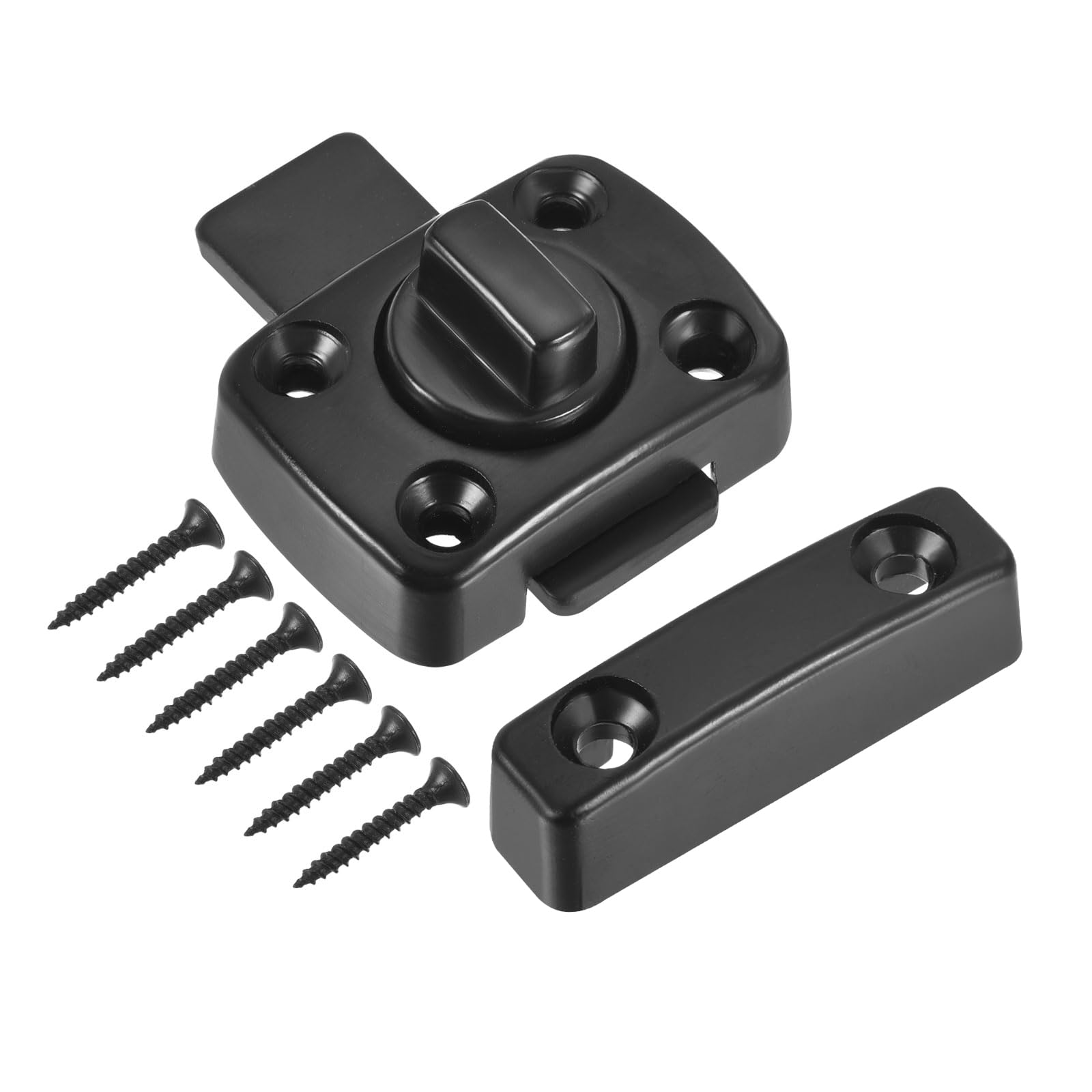 PATIKIL Door Swivel Bolt Latch 1.61" x 1.18", Zinc Alloy Security Door Window Gate Slide Lock with Screws for Bedroom Cabinet Closet, Black