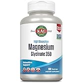 KAL Magnesium Glycinate Capsules, Fully Chelated Magnesium Bisglycinate, High Absorption Magnesium Supplement, Healthy Bones, Muscle, Relaxation and Stress Support, Non-GMO 160 count