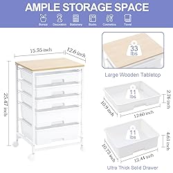 SYKIARIOL Utility Cart with 5 Drawers,Storage