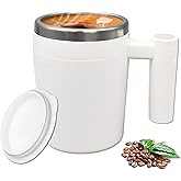 FOVNOT Self Stirring Coffee Mug with Lid, 380ml USB Rechargeable Automatic Stirring Coffee Mug, Electric Self Stirring Cup for Coffee, Tea, Milk, Hot Chocolate Stainless Steel Self Stirring Coffee Cup