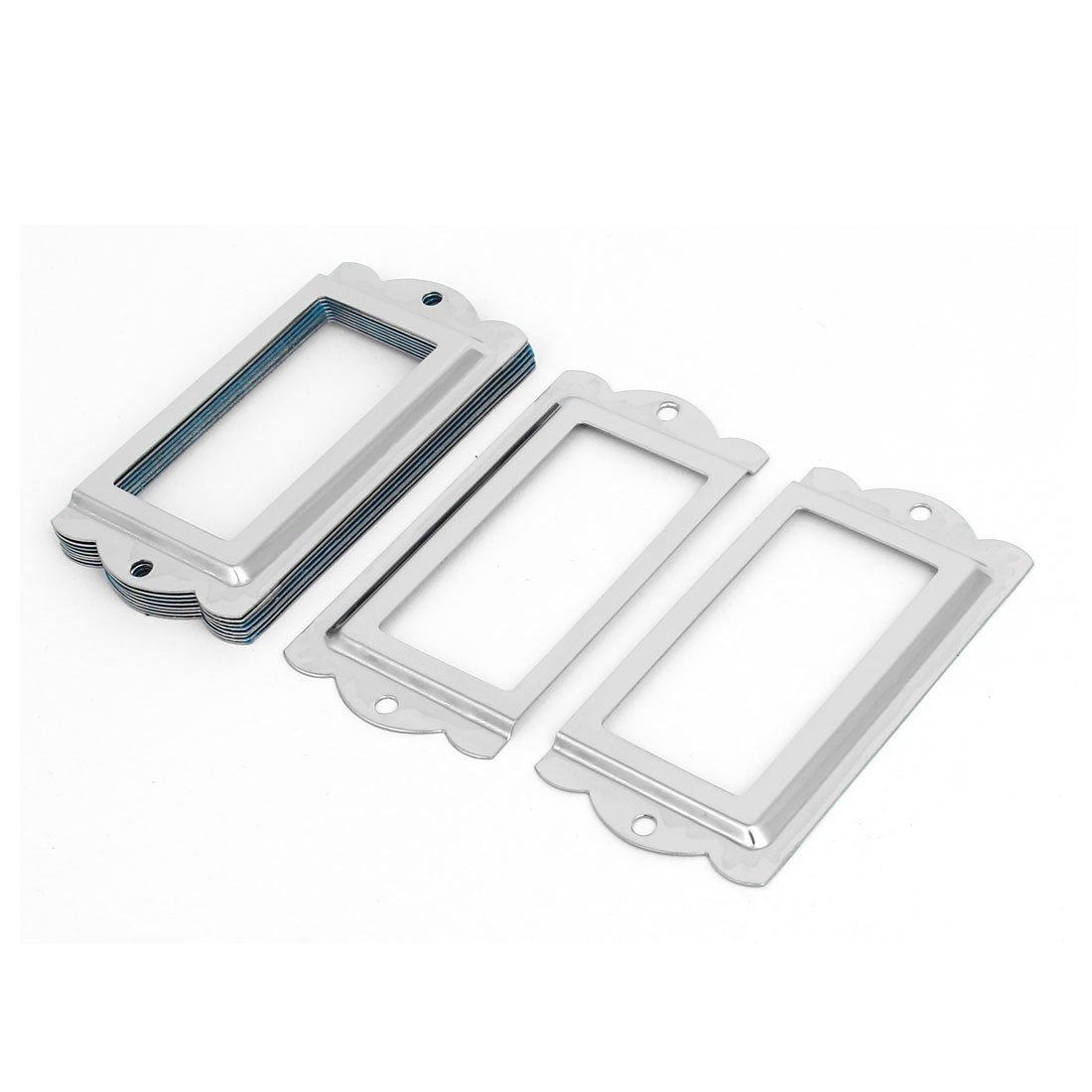 Sourcingmap Drawer Box Case Cabinet 85mm x 42mm Tag Label Holders Frames Silver Tone 10PCS