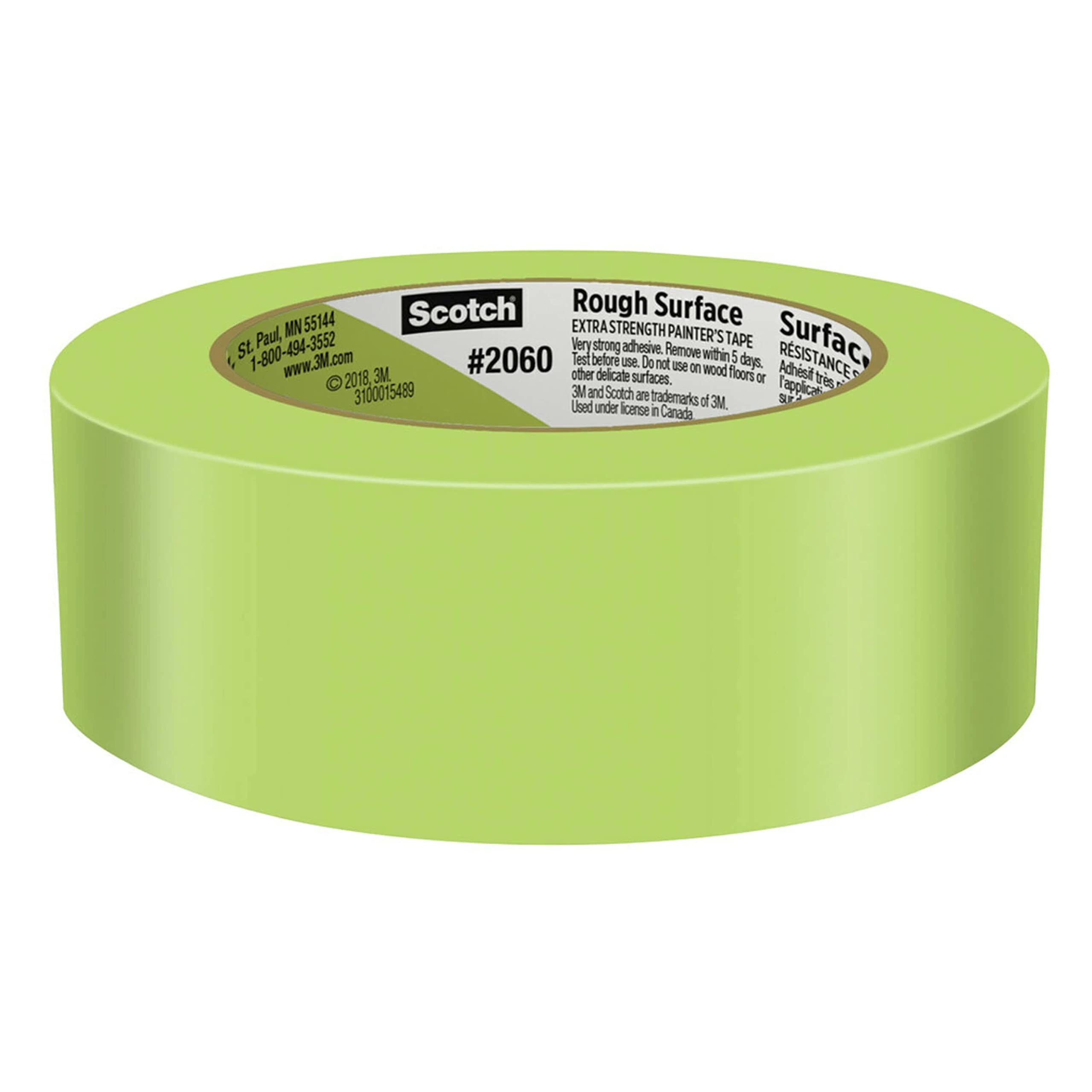Scotch Rough Surface Extra Strength Painters Tape, 1.5 Inch Wide (1.41 in. X 60 Yds) 1 Roll, Green Tape Protects Surfaces and Removes Easily, Painting Tapes for Indoor and Outdoor Use (2060-36AP)