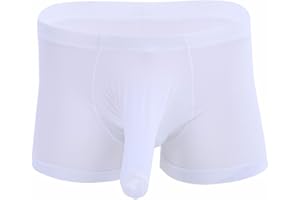 FEESHOW Men's Silky Boxer Briefs Shorts Long Sheath Sleeve Underwear Lingerie