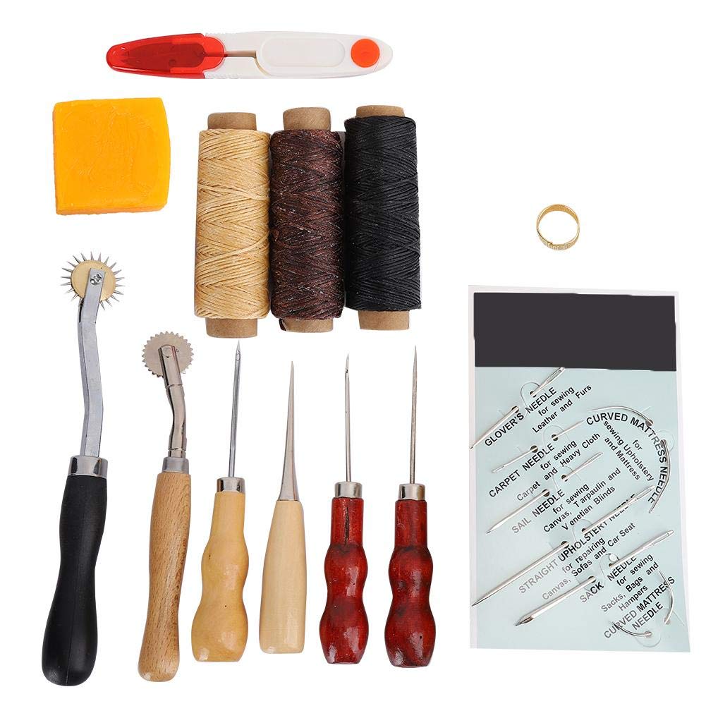 13Pcs Leather Working ToolsLeather Sewing Kits Stitching Working Sewing Needle Tool, Leather Sewing Kit for Shoes/Bags Leather Tools