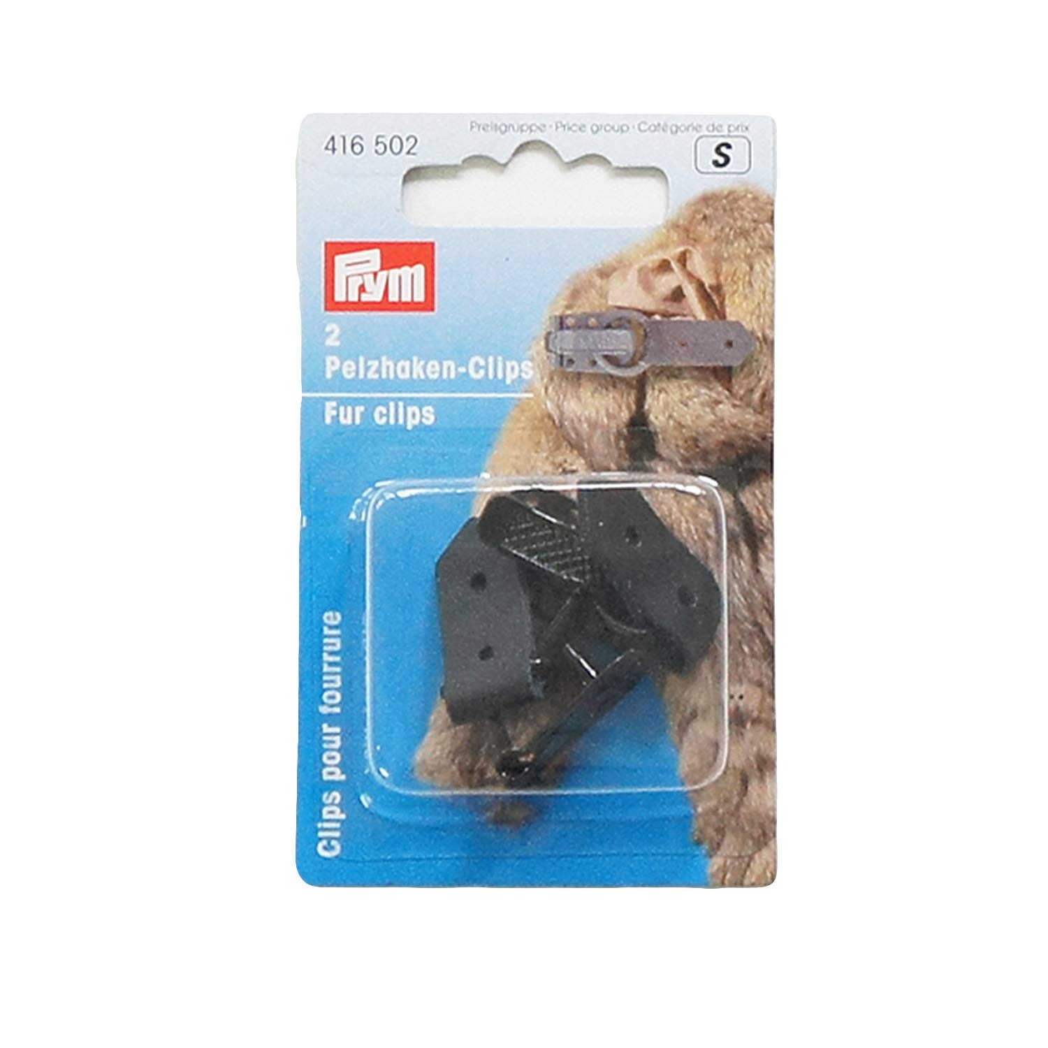 Prym Fur Clips, Cotton, Black, Schwarz, 2 Stück