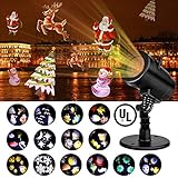 Christmas Projector Light , Party LED Projector Lights Switchable Slides/14 Patterns Decorative Light for Halloween Thanksgiving Holiday,4 Speed Modes, IP65 Waterproof, Timing Function,Thermal Module