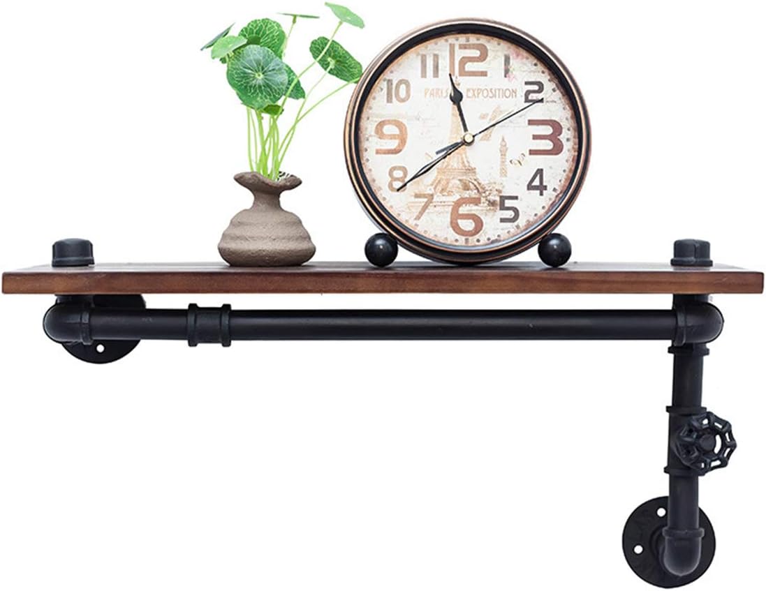 JXPEP Floating Shelves with Industrial Pipe Brackets, Wall Mounted