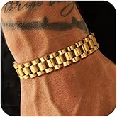 Affolace Stainless Steel Chain Bracelet for Men, Dainty 14K Gold/Silver Plated Christian Bracelet for Men Non Tanish Simple Link Chain Bracelet Jewelry Gifts Classic Watch Band Strap Design