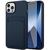MZELQ Compatible with iPhone 14 Pro Case TPU Card Holder Wallet Cover,Camera Protection + Screen Protector Soft Card Slot Phone Case -Blue