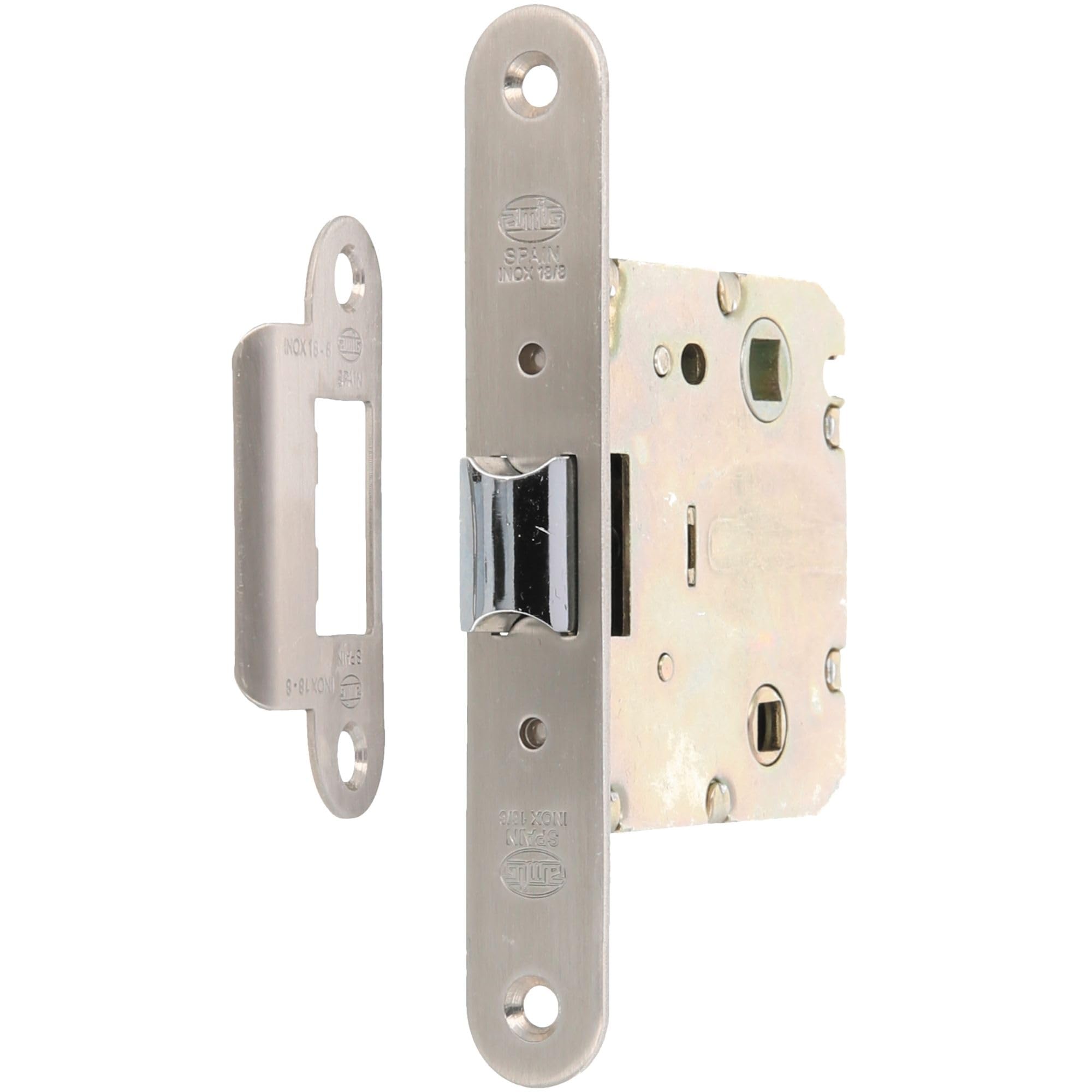 Amig - 2001 Model United Door Handle for Wooden Doors from Passage to Bathroom, Kitchen or Room | Stainless Steel hinged Lock | Entrance Area 50 mm | Round Front