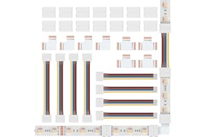 BTF-LIGHTING 6Pin 12mm SMD LED Connector Kit 6 Pin L Splitter Right Angle Corner,T Shape,Solderless Gapless Connector, Strip to Strip Jumper Wires for PWM SMD RGBCCT Strip Lights