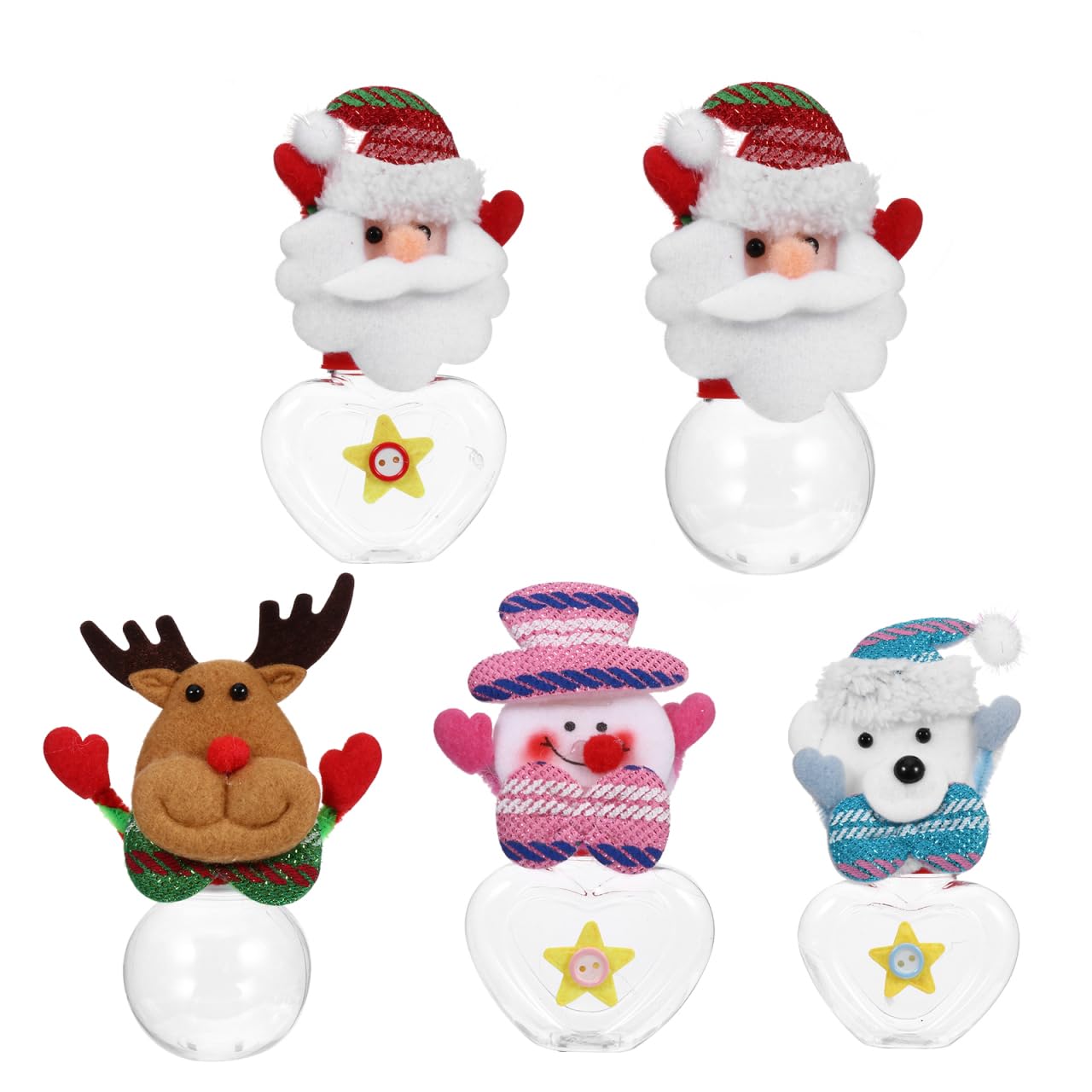 MAGICLULU 5pcs Christmas Cookie Jar Cookie Jar with Plush Doll Lid for Xmas, Holiday, Storage, Party, Packaging