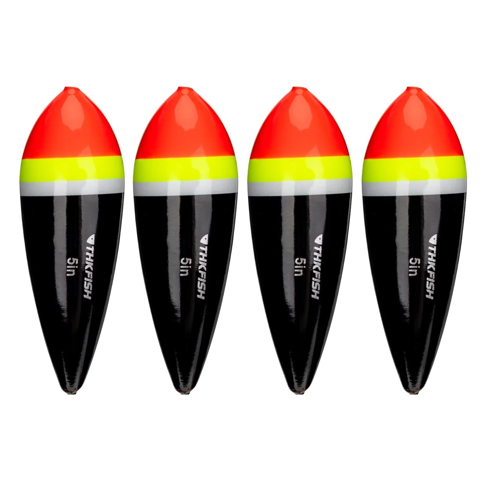 THKFISH Balsa Wood Slip Bobbers for Fishing - Black, Multicolor - 1oz (30g) *1.38"X4.13" *4pcs - Bullet Shape - Freshwater & Saltwater Fishing