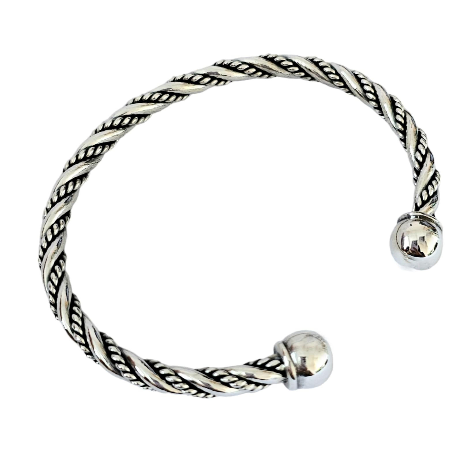 Treasure Bay Men's 925 Sterling Silver Bangle Bracelet, Classic Rope Twisted Silver Cuff Bracelet For men | Mens Silver Bracelet