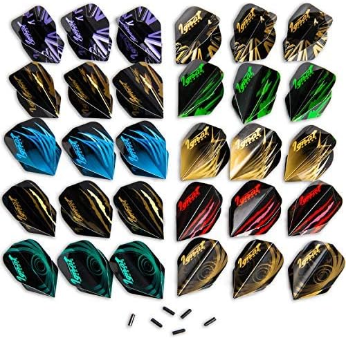 Ignat Games 30pcs Dart Flights - 10 Sets of Different Standard Shape Darts Flights and 6 Flights Protectors, Darts Accessories Kit