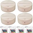 HYNNIO 4 Pack 3D Led Night Light Lamp Base, 3D Wood Light Base, Includes Remote Control, Charger Cable, Adjustable 7 Colors Lights Base