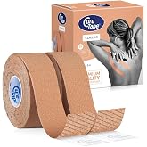 CureTape Kinesiology Tape 1in 2 Rolls | Therapeutic Tape Beige | Two 1in waterproof beige kinesiology tape rolls for precise muscle applications. Supports movement &amp; targeted pain relief.
